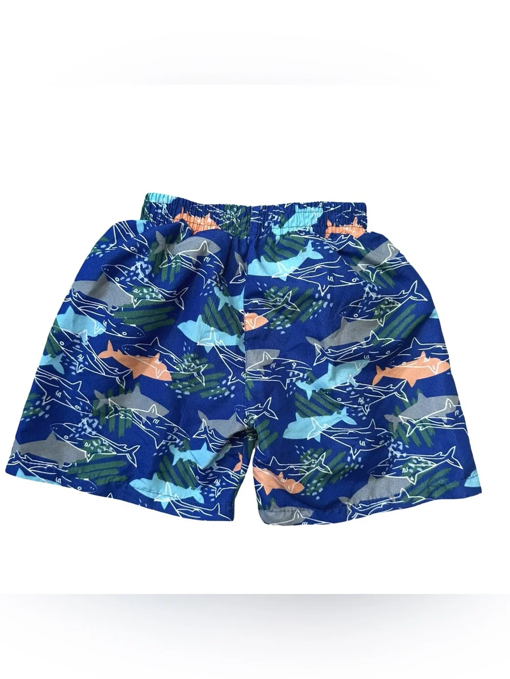 3T Boys Blue whale sharks pull on lined swim trunks